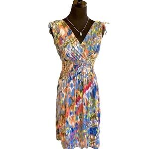 Nina Leonard Colorful Print Dress, Size Small
